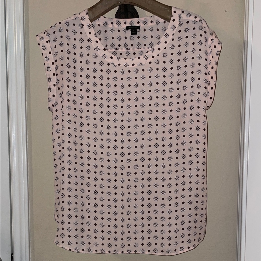 Ann Taylor Factory Light Pink Geometric Blouse